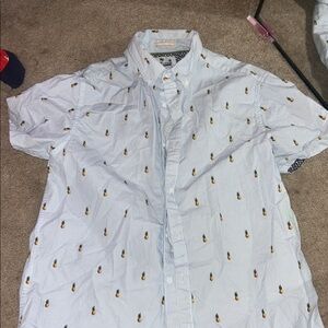 Denim & Flower Blue Striped Pineapple Shirt Size Medium